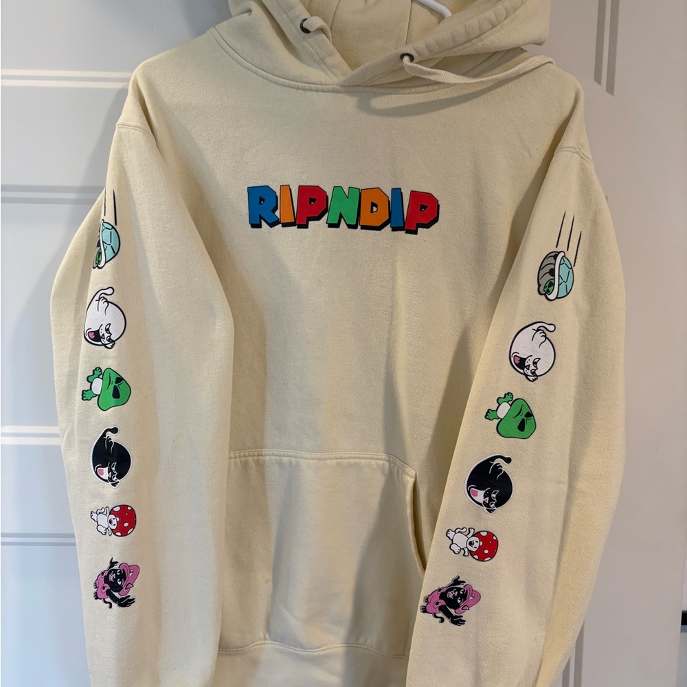 Ripndip Mario Cream Hoodie with Colorful Graphics